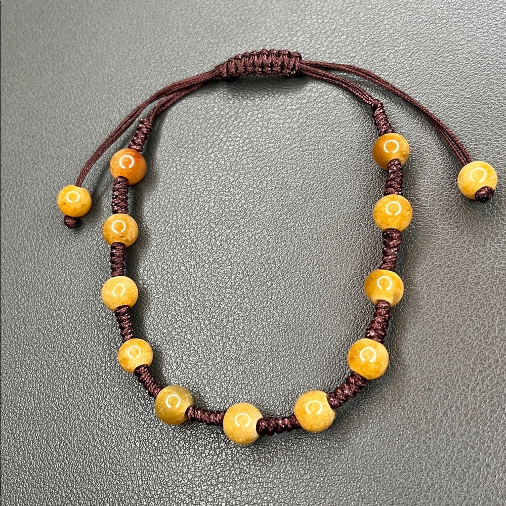 Glass bead tiger eye bracelet adjustable - Picture 4 of 4